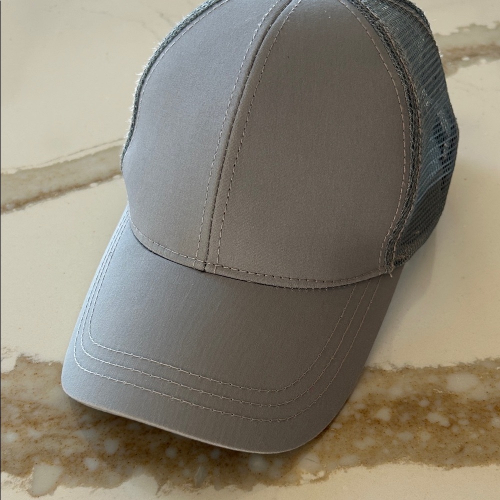 CC Grey baseball hat with hole for a pony tail